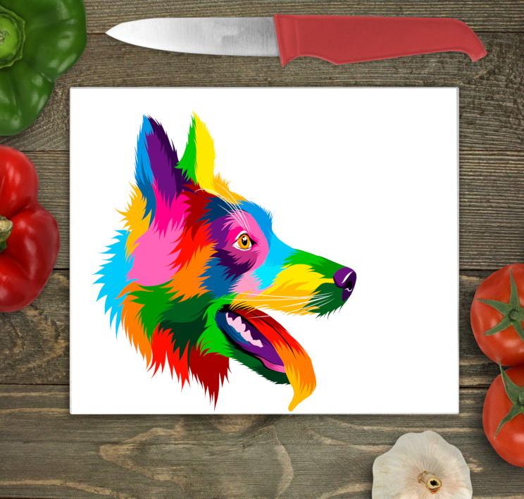 German Shepherd Glass Chopping Board, German Shepherd Glass Chop - Click Image to Close